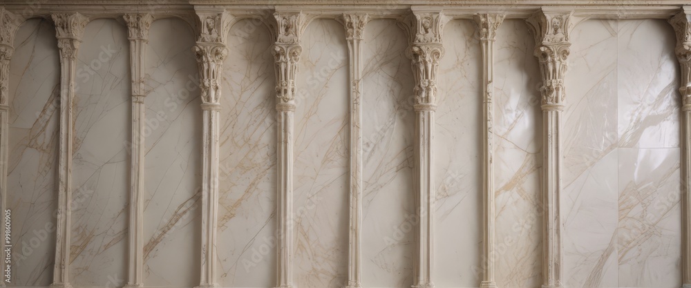 Leinwandbilder A close-up view marble wall with ornate columns and arches, showcasing the intricate detailing and craftsmanship of the architectural elements