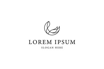 abstract crescent moon logo in line art design style