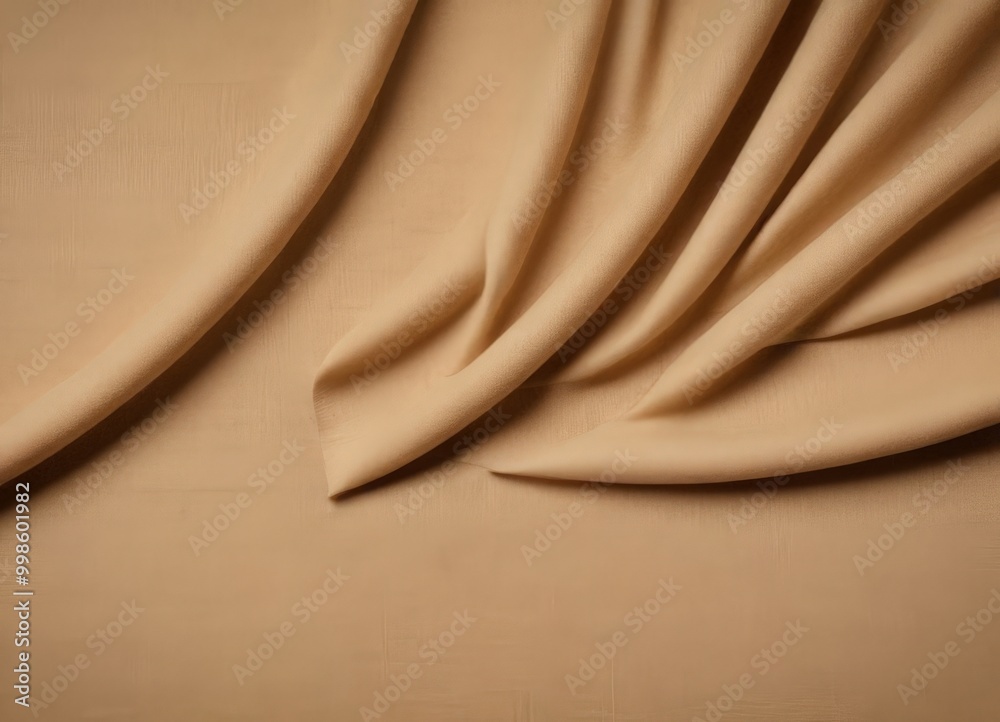 Poster a close-up view fabric with a soft, flowing texture, featuring curved lines and folds that create a sense of movement and depth