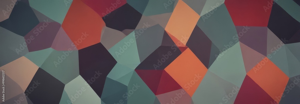 Aufkleber a vibrant abstract pattern composed of various geometric shapes in a range of colors, including shad