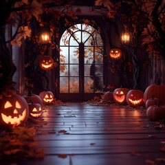 Obraz premium Haunted House Halloween Backgrounds for Spooky Slides