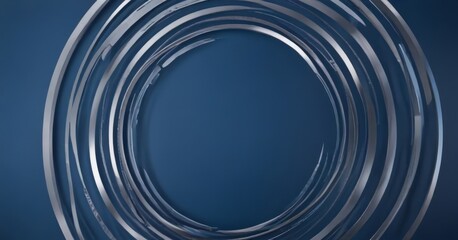 Fototapeta premium a circular arrangement of silver rings or circles, each with a unique design, set against a deep blue background