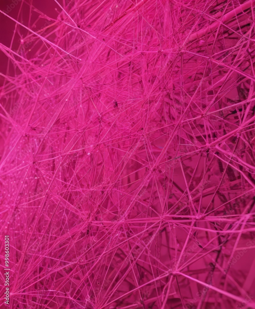 Aufkleber a close-up view pink, abstract sculpture composed of numerous thin, intersecting lines and strands, 