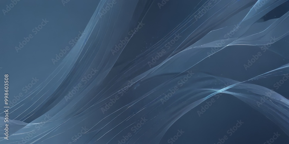 Fototapete a dark blue abstract background with a wave-like pattern of thin white lines, creating a sense of mo