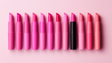 A collection of matte Cool Pink lipsticks, swatched to showcase their rich pigmentation and smooth texture across different pink shades.