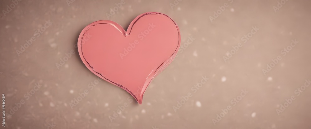 Aufkleber A pink heart-shaped object is centered against a blurred, textured background