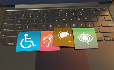 Disability Signs, Disabled - Icons are Visual Presentation. 