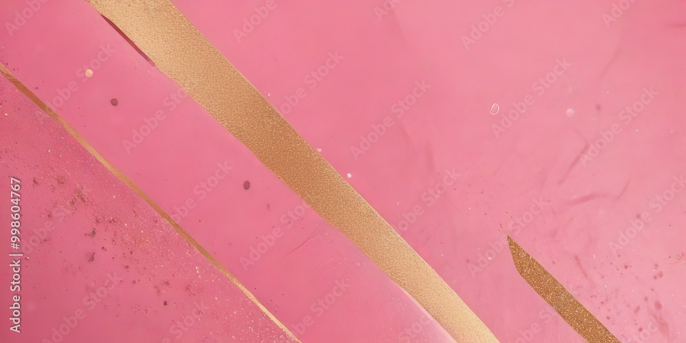 Leinwandbilder a pink background with gold and white stripes and dots, creating a visually striking abstract patter