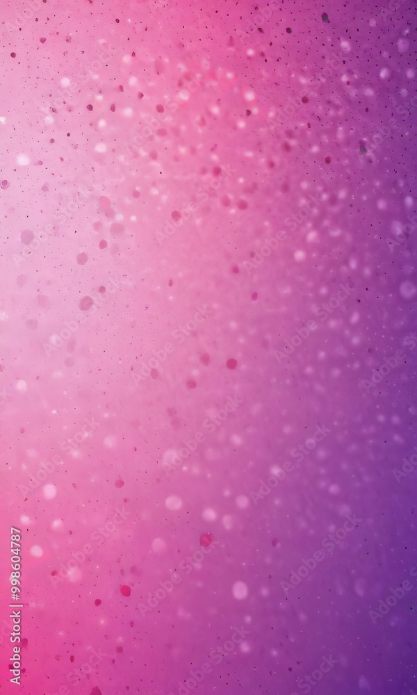 Poster a gradient background transitioning from pink to purple, with small white dots scattered throughout,