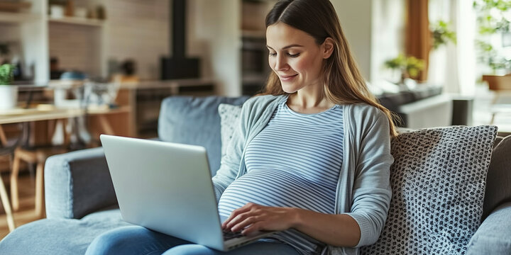 Pregnant Businesswoman Working from Home