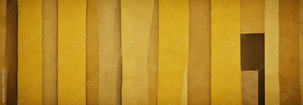 Leinwandbilder a vertical arrangement of vertical strips of paper in various shades of yellow, with a small brown r