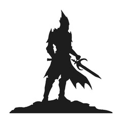 warrior with a sword silhouette vector illustration