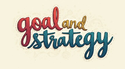 Goal and strategy motivational text in colorful lettering