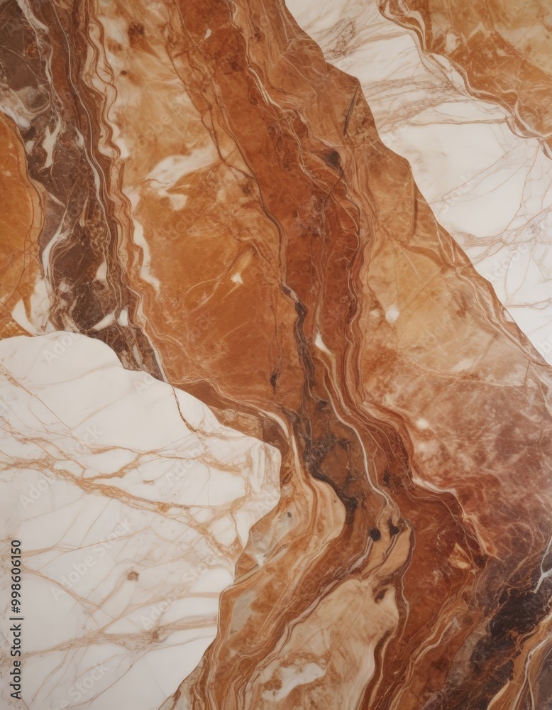 Poster a close-up view marble surface with a marbled pattern of brown and white hues