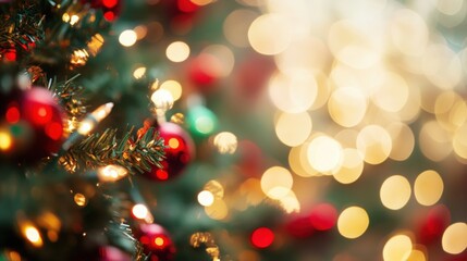 Classic Christmas bokeh light background with a mix of red, green, and gold, perfect for adding a touch of holiday cheer
