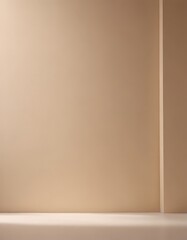 A simple, minimalist beige wall with a vertical line on the right side, creating a sense of balance and symmetry