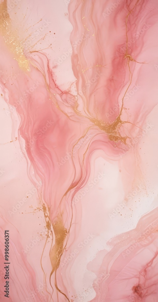 Leinwandbilder a pink and gold abstract background with swirling patterns and splashes of color, creating a dynamic and visually captivating composition