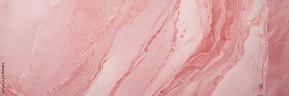 Fototapete a close-up view pink marble surface with a marbled pattern, featuring curved lines and swirls of varying thicknesses