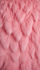 a close-up view textured surface with a pinkish-pink color, resembling the appearance furry or feathery material