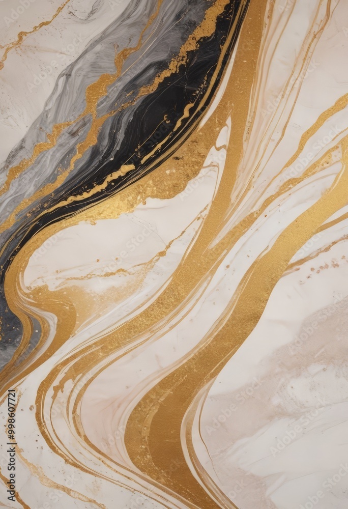 Aufkleber a marble-like surface with a swirling pattern of gold and black lines, creating a sense of movement and depth