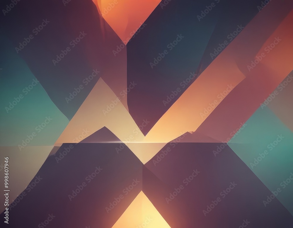 Aufkleber a vibrant abstract composition of intersecting lines and shapes in various shades of orange, blue, and green, creating a dynamic and visually striking effect