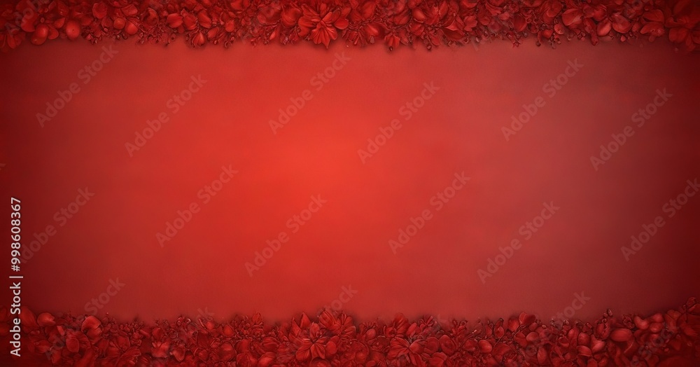 Aufkleber a red background with a border of red flowers and leaves