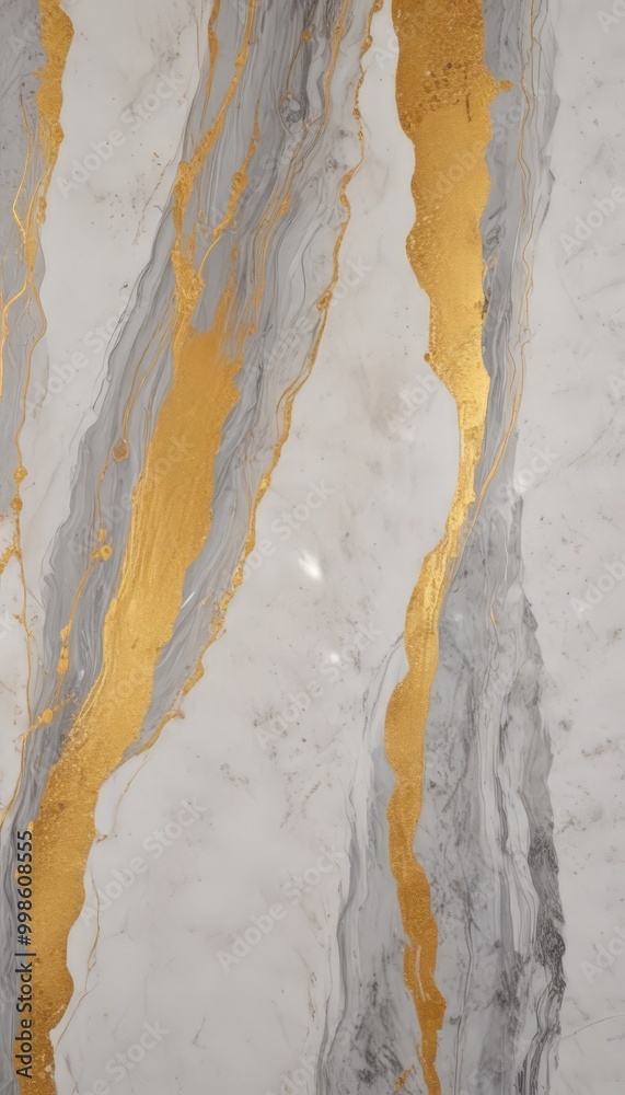 Poster a close-up view marble surface with a striking pattern of gold and white marble swirls
