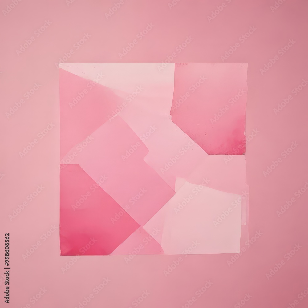 Aufkleber a square composed of overlapping pink and white shapes, set against a solid pink background