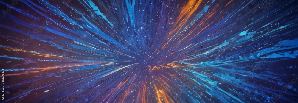Poster a vibrant abstract composition of colorful lines and splashes of light, resembling a burst of energy or a dynamic explosion