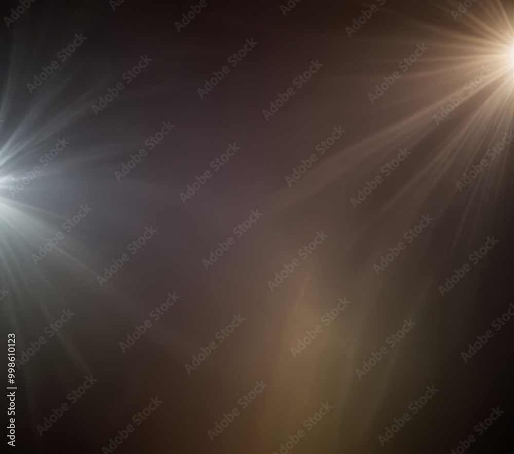 Poster a dark background with two bright light sources, one on the left and one on the right, creating a dynamic and visually striking composition