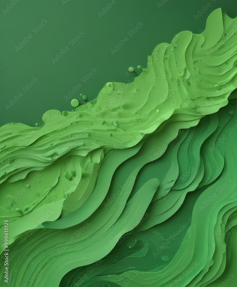 Aufkleber a close-up view green, wavy pattern with small droplets scattered throughout, creating a sense of movement and texture