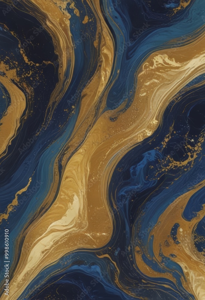 Aufkleber a striking abstract pattern with swirling lines and splashes of gold and blue, creating a dynamic and captivating visual effect