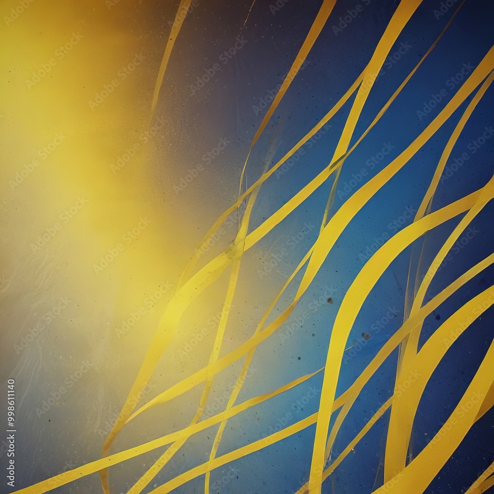 Aufkleber a striking abstract composition of intersecting lines in various shades of yellow and blue, creating a dynamic and visually captivating pattern