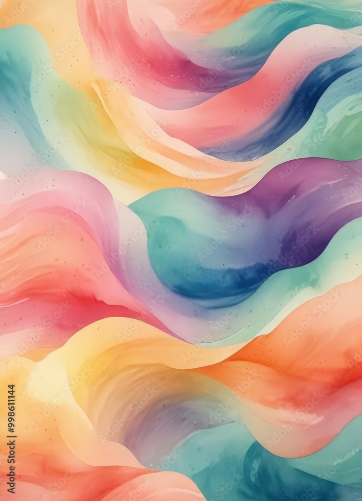 Poster a vibrant abstract pattern composed of overlapping, fluid brushstrokes in a variety of colors, inclu