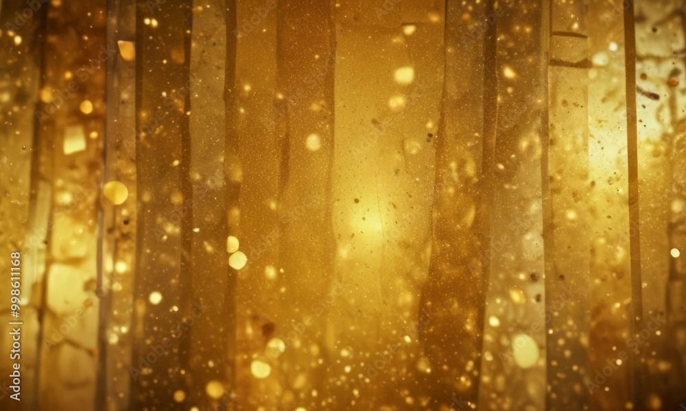 Poster a blurred, golden background with a bokeh effect, creating a sense of depth and movement