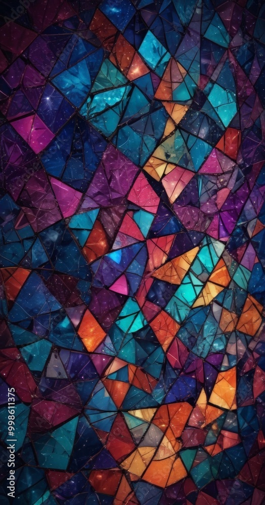 Aufkleber a vibrant mosaic composed of numerous small, colorful tiles arranged in a complex pattern the tiles 
