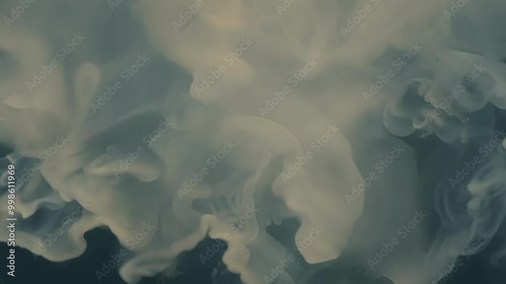 Poster Billowing white smoke swirls against a dark backdrop, creating abstract shapes with a touch of danger and intrigue