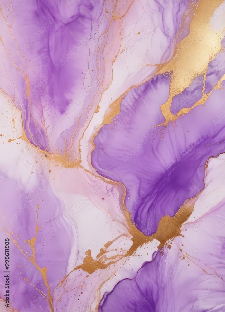 Poster a vibrant abstract pattern with swirling purple and gold hues, creating a dynamic and captivating visual effect