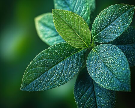 Close-up of Vibrant Green Poleo Leaves Showcasing Lush Texture and Rich Natural Colors in Detail