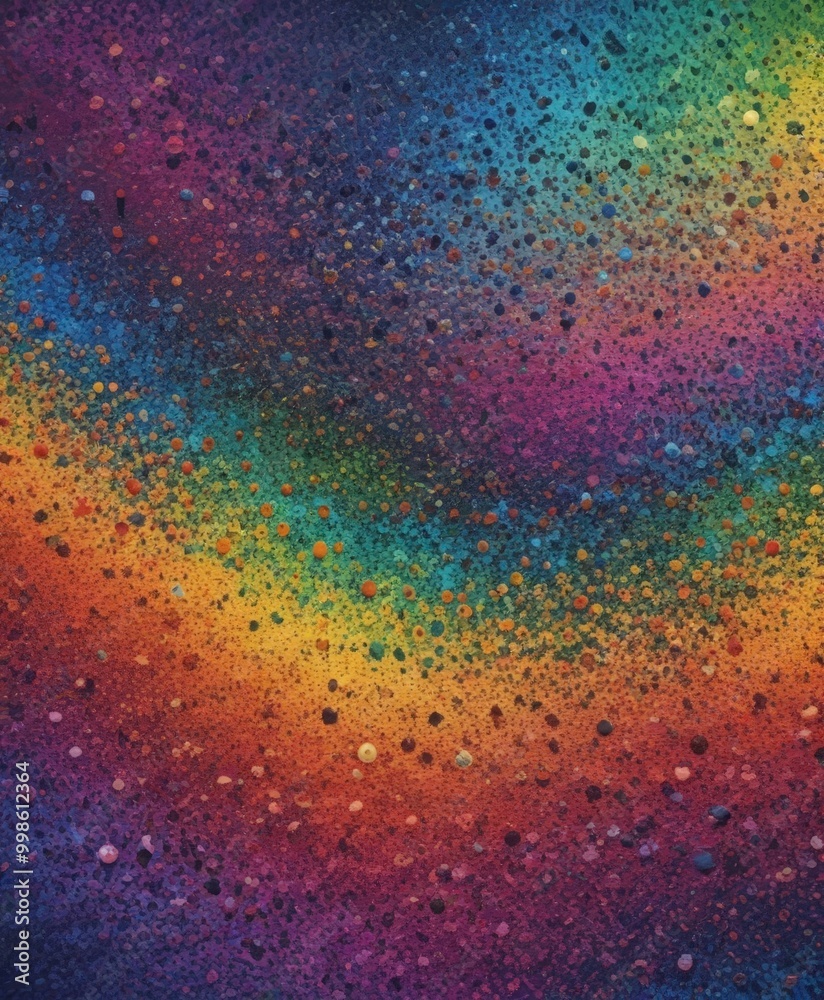 Fototapete a vibrant abstract painting featuring a rainbow-like gradient of colors, with small dots scattered throughout, creating a sense of depth and texture