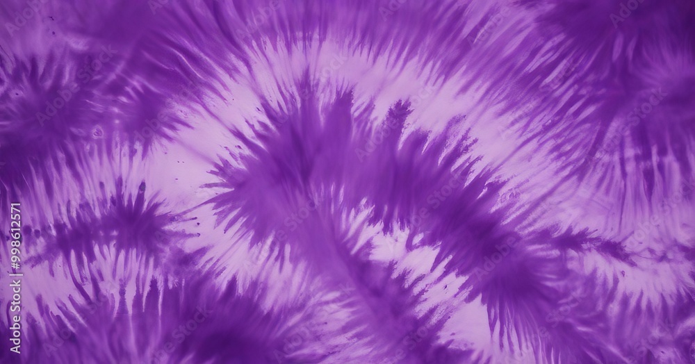 Poster a close-up view tie-dye fabric with a purple and white color scheme the fabric has a textured appear