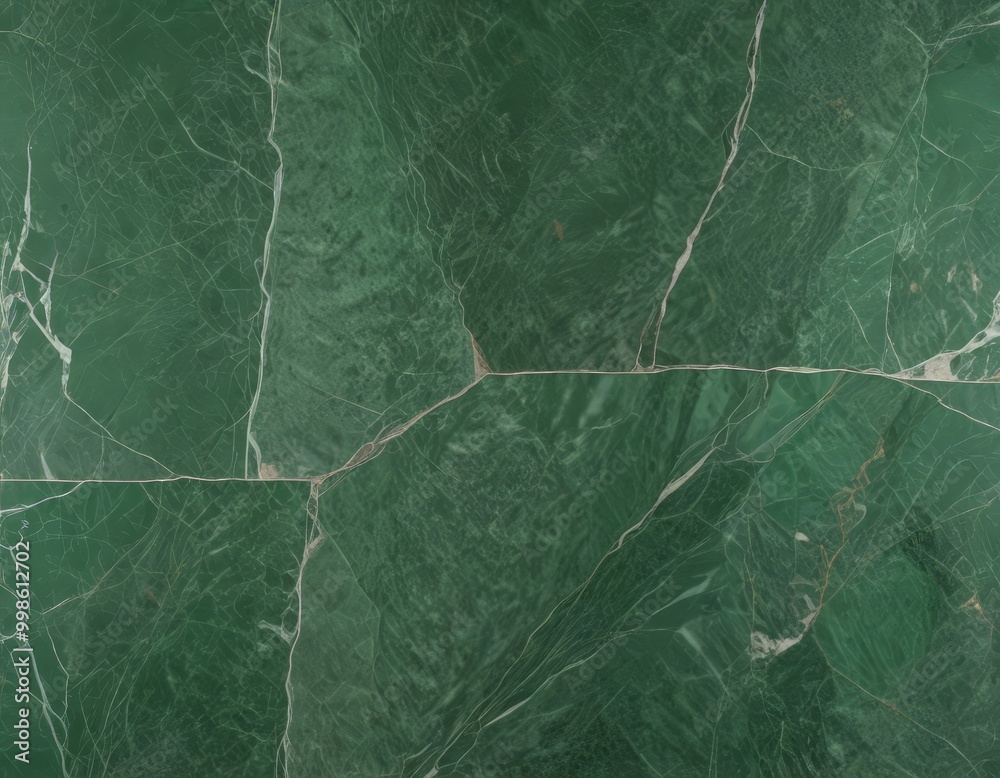 Poster a close-up view green marble surface with visible cracks and lines, creating a textured and intricate pattern