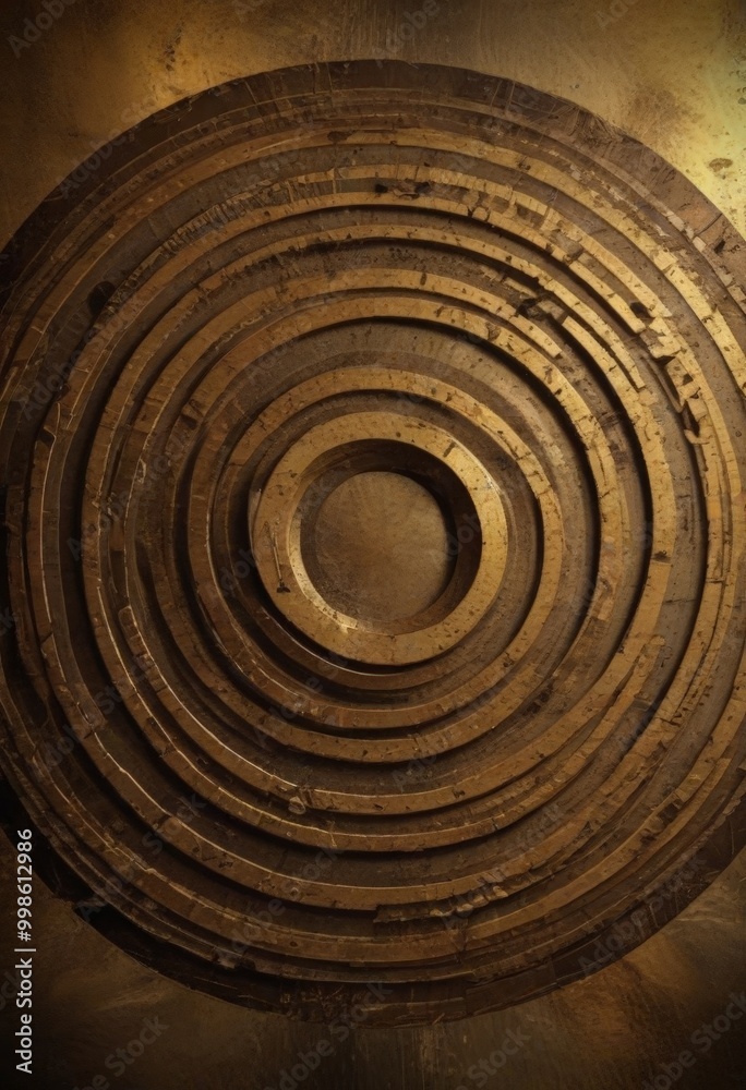 Poster a circular pattern with concentric circles of varying sizes, creating a visually striking and intricate design