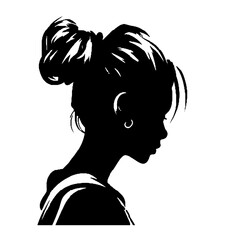 Messy Bun Girl silhouette vector illustration