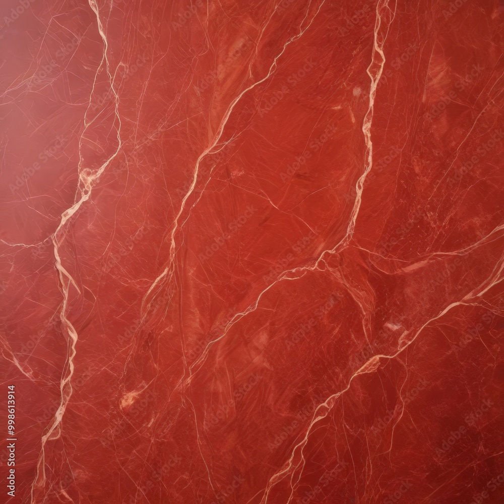 Aufkleber a close-up view red marble surface with visible cracks and lines, creating a textured and intricate pattern