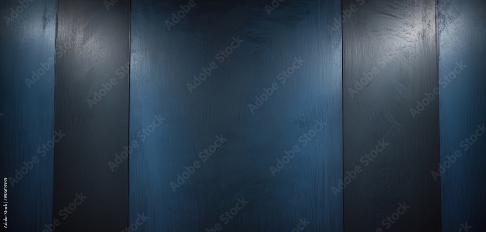 Poster a dark blue wall with vertical panels of varying sizes, creating a textured and layered appearance