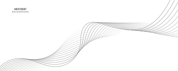 Fototapeta premium Abstract wave element for design. Digital frequency track equalizer. Stylized line art background. Vector illustration. Wave with lines created using blend tool. Curved wavy line, smooth stripe.