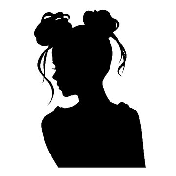 recommend clip art: Messy Bun Girl silhouette vector illustration
