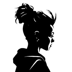 Messy Bun Girl silhouette vector illustration