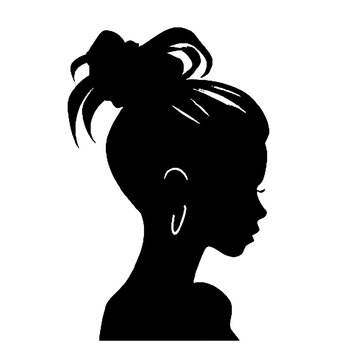 recommend clip art: Messy Bun Girl silhouette vector illustration